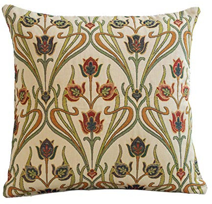 Traditional Art Deco Cushion Cover. 17x17 (45cm) Square Cover. Classic Mackintosh Style Design. Handmade in the UK from Heavyweight Tapestry Upholstery Fabric.