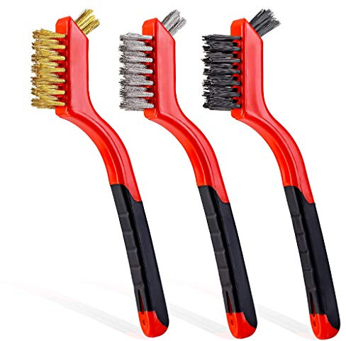 Lavaxon Alloy Steel Wire Brush Set - 3 Count - Medium Grit - Straight Wire Bristles - Rust Removal