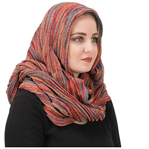 Kunst und Magie Damen Kapuzenschal Loop Schal Tube Dreadtube Multifunktionstuch Schlauchschal Hijab in vielen Farben, Farbe:Orange/Rot