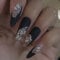 Brishow Coffin False Nails for Halloween - Press on Butterfly Stick on Black Fake Nails - 24pcs for Women and Girls