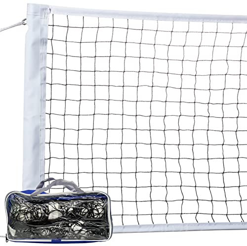Rete da pallavolo all'aperto, resistente rete da pallavolo per cortile, rete professionale con nastri laterali rinforzati per sport in piscina a terra, rete di ricambio portatile per spiaggia (pali