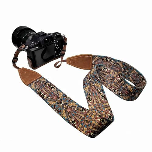 LaViePool Camera Strap Crossbody Neck Shoulder Genuine Leather Ends Replacement Camcorder Binocular Photographer,Width 5cm,38-56inch
