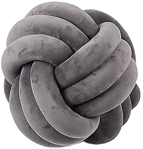 Knotenkissen, Knoten-Ball-Kissen, Geknotetes Kissen für Sofa, Bett, Dekorativ, Zierkissen Knoten für Schlafzimmer Sofa Auto Büro Spielraum (Dunkelgrau,35cm Durchmesser)