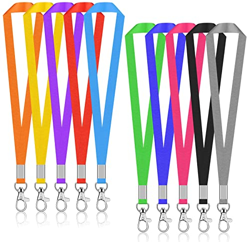 emperoch Schlüsselband, 10 Stück Schlüsselbänder Umhängeband, Büro Abzeichen Lanyards mit Swivel Schließe Neck Strap Lanyard, für Ausweishüllen Kartenhalter Schlüssel Damen und Männer (Bunt)