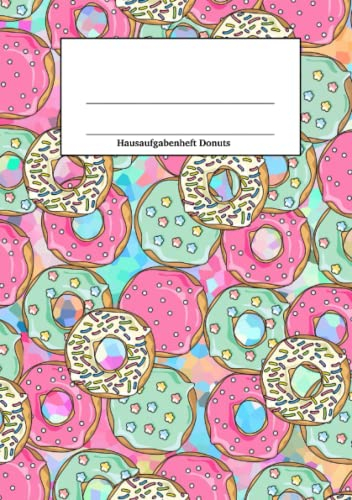 Hausaufgabenheft Donuts: Hausaufgabenheft, DIN A5, Donut Motiv pink türkis