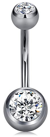 Cizme G23 Titan Bauchnabelpiercing 12mm 14G Piercing Bauchnabel Bauchpiercing mit Kristall