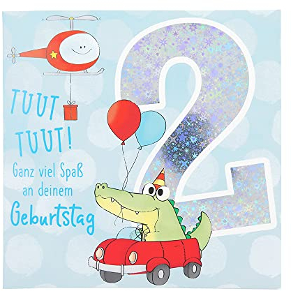 Depesche 11515-004 Zahlenkarte zum 2. Geburtstag mit Musik, veredelte Klappkarte mit originellem Innentext, inkl. Umschlag, Format 15,5 x 15,5 cm, mehrfarbig