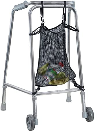 Walking Frame Net Bag - Six Secure Straps - Easy to Fit - Walking Aid Carry Bag - Lightweight Zimmer Frame Storage Compartment - Disability Walking Aid
