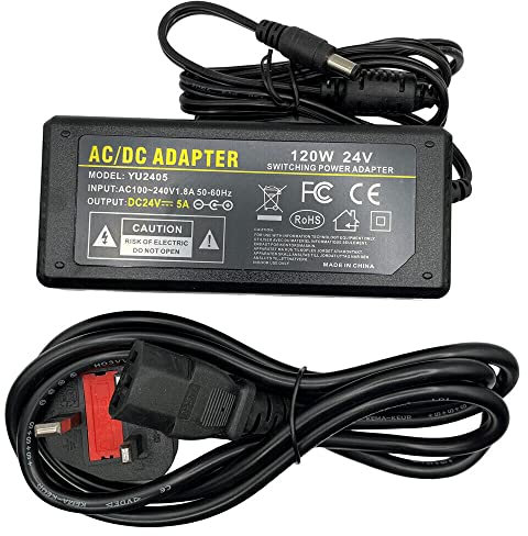 Multibao 24V 5A DC Power Supply Adapter AC 100V~240V to DC 120W Converter Transformer 5.5x2.1mm Plug for LED Strip Light, 3D Printer, LCD Monitor,Wireless Router,Security Cameras