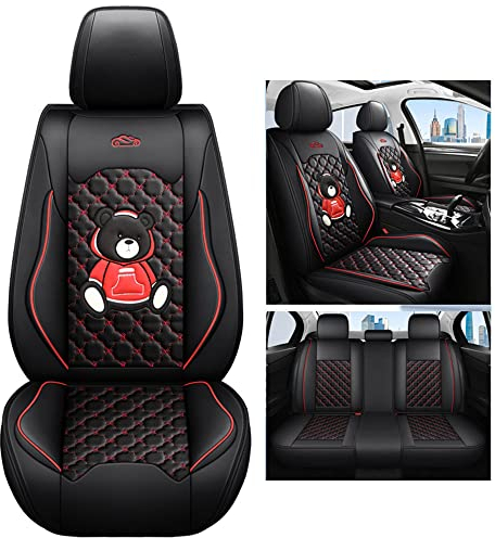 Kuifan Sitzbezüge Auto Autositzbezüge Universal Set für Opel Combo/Commodore C/Corsa/Crossland X/Frontera/Grandland X/Insignia/Kadett D/Kadett Autoteile,Schwarz Rot