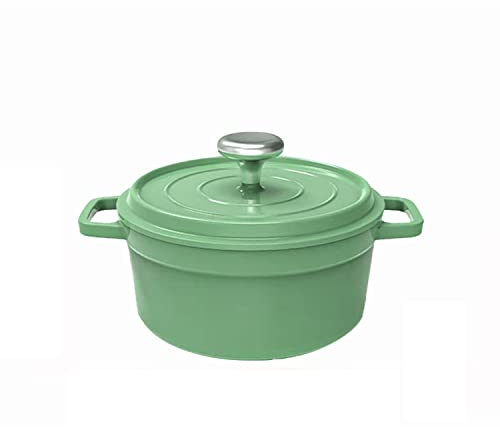 Lightweight Cast Aluminum Dutch Oven 4.5 Liter Large Casserole Dish with Lid and Double Handle Heat Resistant, Nonstick Stock Pot for Soup Noodles Casseroles (Green)