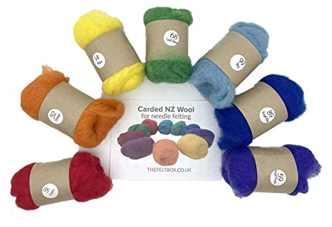 Bright Rainbow Carded Wool Set 7x20g Needle & Wet Felting – Felt Box