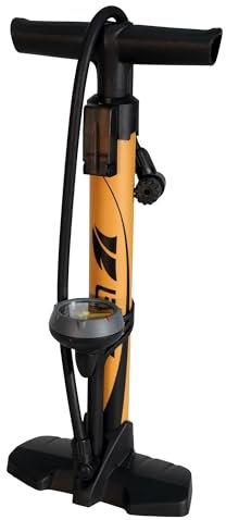 BV Bicycle Pump Durable Bike Floor Pump 17/24 inch Smart Valve Head, 160 PSI, Automatically Reversible Presta and Schrader (Honey Yellow - Petite)