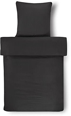 Stupendo 2 teilig Damast Bettwäsche Bettgarnitur Set Bettdeckenbezug 155x200 cm - 1 x Kissenbezug 80x80 cm - mit Reißverschluss Oeko-TEX® Anthrazit DS-102