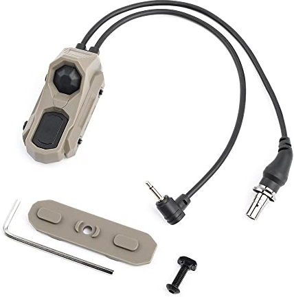SBGJMY Doppelport SF und 2,5 mm Stecker-Brennerschalter Taktischer M300 M600 und PEQ DBAL-Taschenlampen-Dual-Druckpad-Schalter für Mlok Keymod und 20mm Picatinny Rail System (Braun)