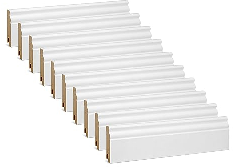 KGM Vorteilspack - Hamburger Sockelleiste Altberliner Profil – Weiß folierte MDF Fußbodenleiste – Maße: 2400 x 19 x 70 mm – (20 St. / 48 Meter)