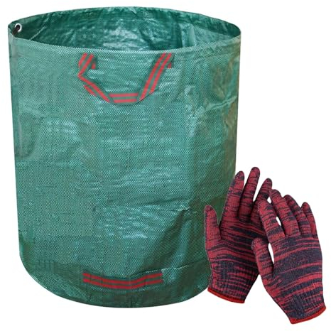 Sac à Feuilles, Sacs à Déchets de Jardin, Sacs Poubelle de Jardin, Sacs de Jardin, Sac de Jardin Déchets, Sacs de Jardin Réutilisables Robustes avec Gants de Jardinage, pour Déchets de Jardin, 100L