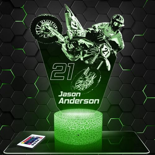 Nachttischlampe J.Anderson Motocross deko Supercross. Geschenkidee Mann objekt J.Anderson Motocross Nachtlicht Erwachsene deko Zimmer. originell