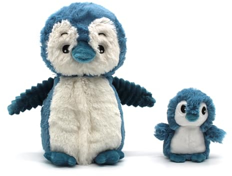 Les Déglingos Les Ptipotos by Glissou Der Pinguin Maman Bébé – Plüschtier sehr weich Geburt – Blau – 16 cm