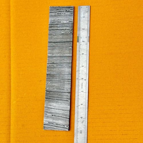 Chilgoza Handmade Damascus Stainless Steel Billet Bar Blank Blade for Knife Making|Jewelry Making|Cutlery Making Over 256 Layers, 254 x 38 x 4.0 mm (Rain Drop)