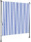 vidaXL Außenrollo, Senkrechtmarkise mit Kurbel, Einziehbar Sichtschutz für Terrasse Balkon, Sonnenschutzrollo, Blau Weiß 200x270cm Stoff Stahl