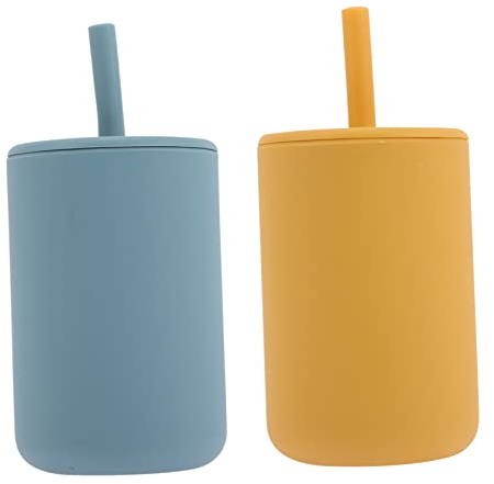 ifundom Vaso De Entrenamiento Con Pajita Para Bebé 2 Unidades De Silicona Con Pajita Para Alimentación De Bebés.