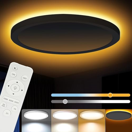 JESLED LED Deckenleuchte, 24W 2400LM Rund Lampe Wohnzimmer Dimmbar mit Fernbedienung, 3000K-6500K, IP54 Wasserbeständig deckenleuchten für Schlafzimmer, Kinderzimmer, Wohnzimmer Ø30cm