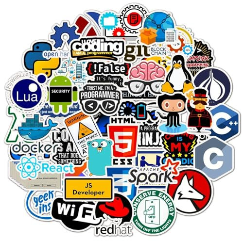 TVIVID 50pcs Programming Stickers Geek Internet Bitcoin Vinyl Decals Laptop Phone Book Sticker