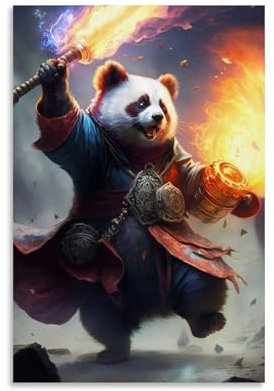 LASOQUAN Poster mit Panda-Pyro-Motiv, dekoratives Gemälde, Leinwand, Wandposter und Kunstdruck, moderne Familienschlafzimmer-Dekoration, Poster, 50 x 75 cm
