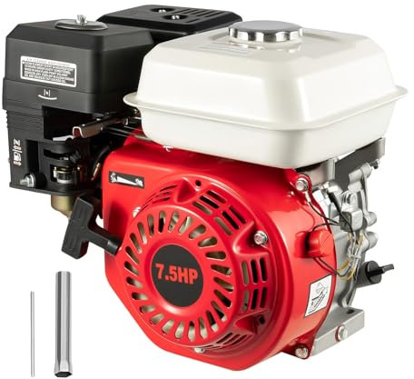 OUBUBY Motore a benzina da 7,5 CV 4,8 KW a 4 tempi, 212 CC, motore a benzina singilindrico, motore di avviamento con albero da 20 mm di diametro, anticarenza di olio, avviamento a fune per kart,
