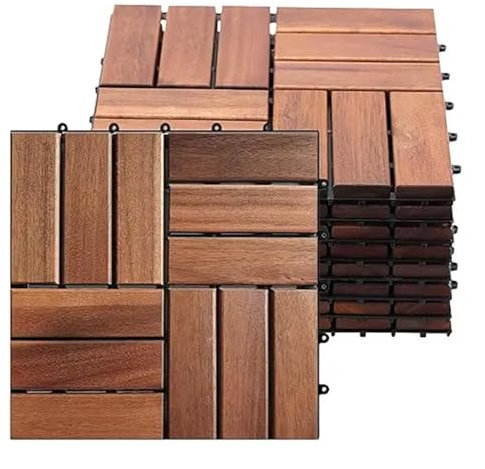 Decking Tiles Interlocking Interlocking Deck Tiles, Acacia Wood Deck Tiles, 11 X 11 Wood Patio Click Flooring Water Resistant