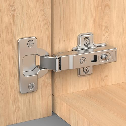 Furniware 2 Stück Softclose Eckanschlag Scharniere, 52mm Lochabstand Schrankscharnier, 105 Grad Küchenschrank, Topfbänder 35mm Topfscharnier, Kleiderschrank Scharnier, Möbelscharnier mit Dämpfer