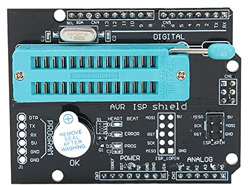 ATmega 328P Programmierer-Erweiterungskarte AVR ISP Shield Burning Burn Bootloader, USB-zu-TTL-Schnittstelle für Entwicklungsplatine, LED-Anzeigeleuchte, 5 V 500 MA