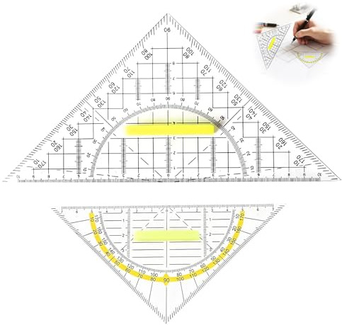 Nevoluxer Geodreieck mit Griff– Flexibles Geodreieck Set für Schule & Studium, rutschfestes Lineal Dreieck, präzise Skala, robustes Material für Mathematik & Geometrie