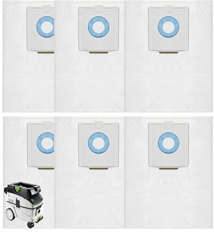 ZUGJOZD Lot de 6 compatibles sac aspirateur festool 496186 pour sacs aspirateur Festool CT 36 / CTM 36 E/CTL 36 E, 5 couches de grande capacité - Pièces de rechange SC FIS-CT 36