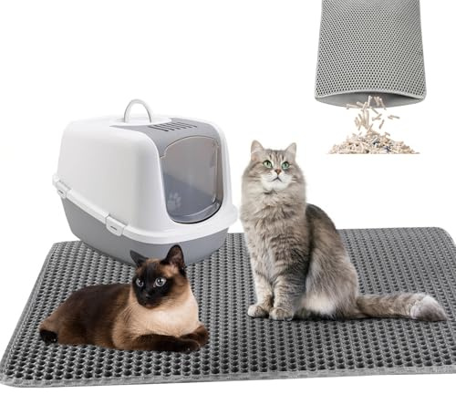 Cat Litter Mat Large 90x60cm Double Layer Honeycomb Design, Waterproof Litter Tray Mat, EVA Material BPA-Free, Soft on Paws, Washable & Non-Slip for Multiple Cats
