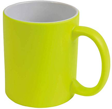 Taza amarilla flúor de cerámica mate 325 ml personalizada con el logotipo del nombre Frase