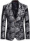 Allthemen Herren Pailletten Sakko Gold Glitzer Blazer Slim Fit Hochzeit Smoking Silber M