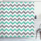 ABAKUHAUS Chevron Duschvorhang, Geometrische Wavy Zigzag, Stoffliches Gewebe Badezimmerdekorationsset mit Haken, 175 x 200 cm, Seafoam Grau Weiß