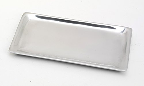 Kerzenteller rechteckig Messing vernickelt Silber poliert (Innen 17 x 9 cm) für Kerzen, Hochzeitskerzen, Taufkerzen, Anlasskerzen