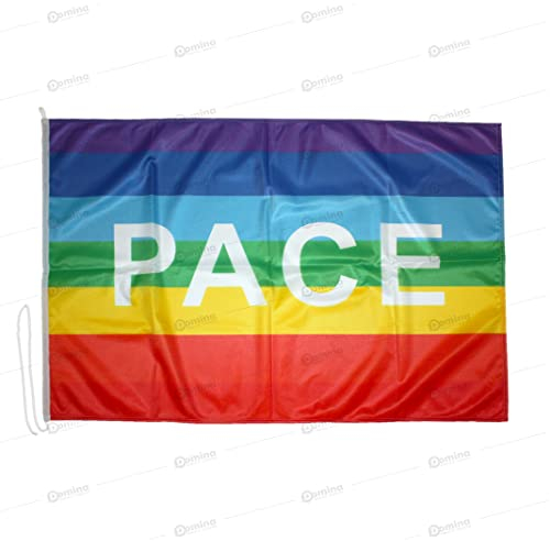 Bandiera della Pace 150x100 cm in Tessuto Nautico Antivento 115g/m², Lavabile, Con Cordino, Cucitura Perimetrale e Fettuccia di Rinforzo