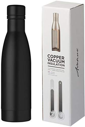Schmalz® Isolierflasche VASA 500 ml vakuumisolierte Trinkflasche aus Kupfer Edelstahl mit Kupferisolierung auslaufsicher BPA-Frei (schwarz, ohne Gravur)
