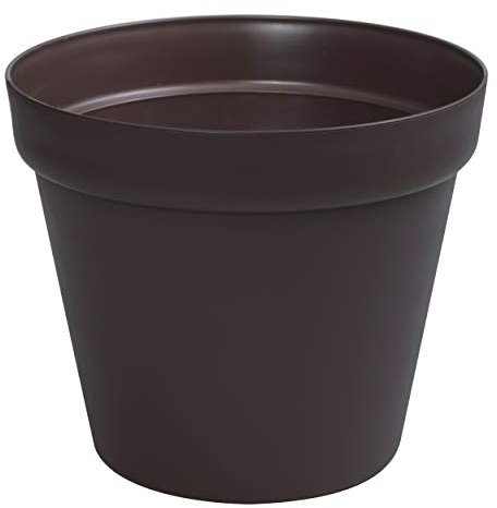 botle Pot de Fleurs Rond en Plastique - Diamètre : 34 cm - Marron - Rebord de fenêtre - pour Jardin d'hiver - 8 Couleurs et 6 Tailles