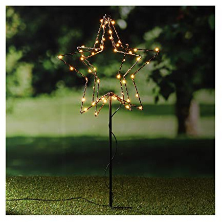 LED Gartenstecker Stern außen Timer Weihnachtsbaum Lichterkette Erdspieß Deko