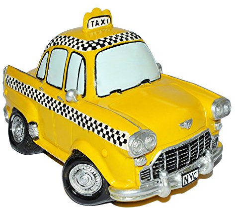 alles-meine.de GmbH XL Spardose Auto Taxi - stabile Sparbüchse aus Kunstharz - Fahrzeug Sparschwein lustig witzig New York NYC Yellow Cab - Reisekasse Urlaub Reisen