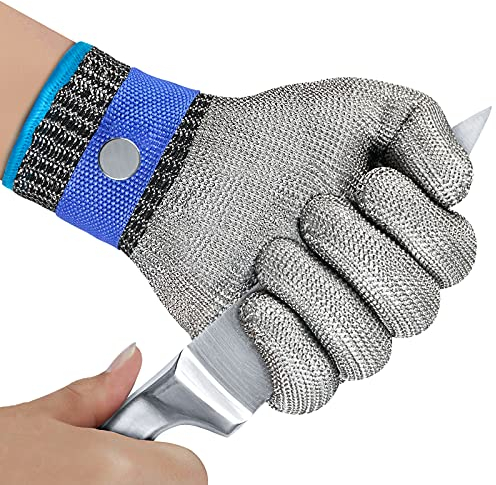 OKAWADACH Gants Anti Coupure Protection Haute Performance Niveau 5 Gants de Travail Gant Protection Cuisine pour Filet de Poisson, Découpe de Viande, Mandoline, D'huîtres et Sculptur(Lx1)