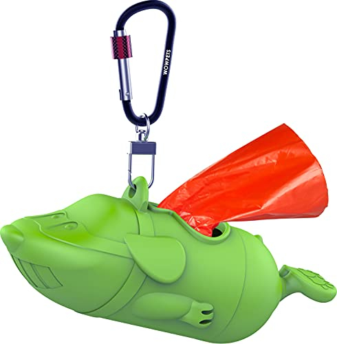 Wowpets Hundekotbeutel, 1 Stück, Grün, Wasserdicht, ABS-Körper, 360° drehbare, feststellbare Schnalle für Leine
