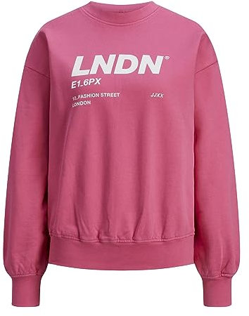 JACK & JONES Sweatshirt Damen, Carmine Rose/Print:bright White Lndn Print, S