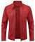 Sliktaa, Giacca da uomo in pelle sintetica ecologica, per l’inverno, con collo alto, capo di mezza stagione, con cerniera, in stile casual, alla moda, classica, rosso, S