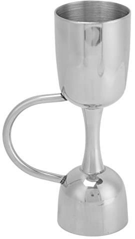Jigger da cocktail per bartending, Jigger dosatore da bar in acciaio inossidabile Jigger da cocktail shaker con manico, strumenti per la misurazione dell'alcool da bar in stile giapponese (argento)